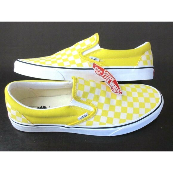COPY - Vans Men's Classic Slip On Cyber Yellow White Checkerboard Shoes Sizes - Picture 1 of 5